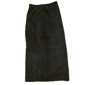 Suede Maxi Skirt with Slit